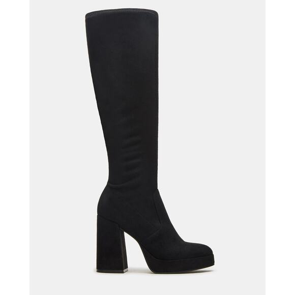 Steve Madden Twain Black Suede Knee High Boots 11M Block Heel - Picture 1 of 9